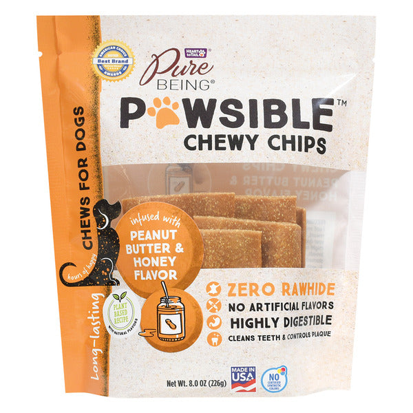 Heart to Tail Peanut Butter and Honey Pawsible Dog Chewy Chips 8 oz