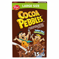 Post Cocoa Pebbles Cereal 15oz large size box front with Fred and Barney Flintstone