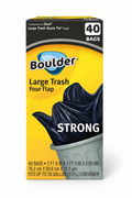 Boulder Large Trash Four Flap Strong Bags 40 Count 30 Gallon Compare to Glad Large Trash Quick Tie