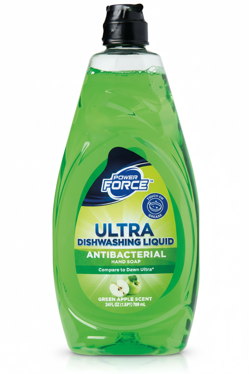 Power Force Ultra Dishwashing Liquid Antibacterial Hand Soap Green Apple Scent 24 fl oz Tough on Grease