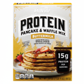 Millville Buttermilk Protein Pancake and Waffle Mix 20oz box front with 15g protein per serving badge and fluffy pancake stack