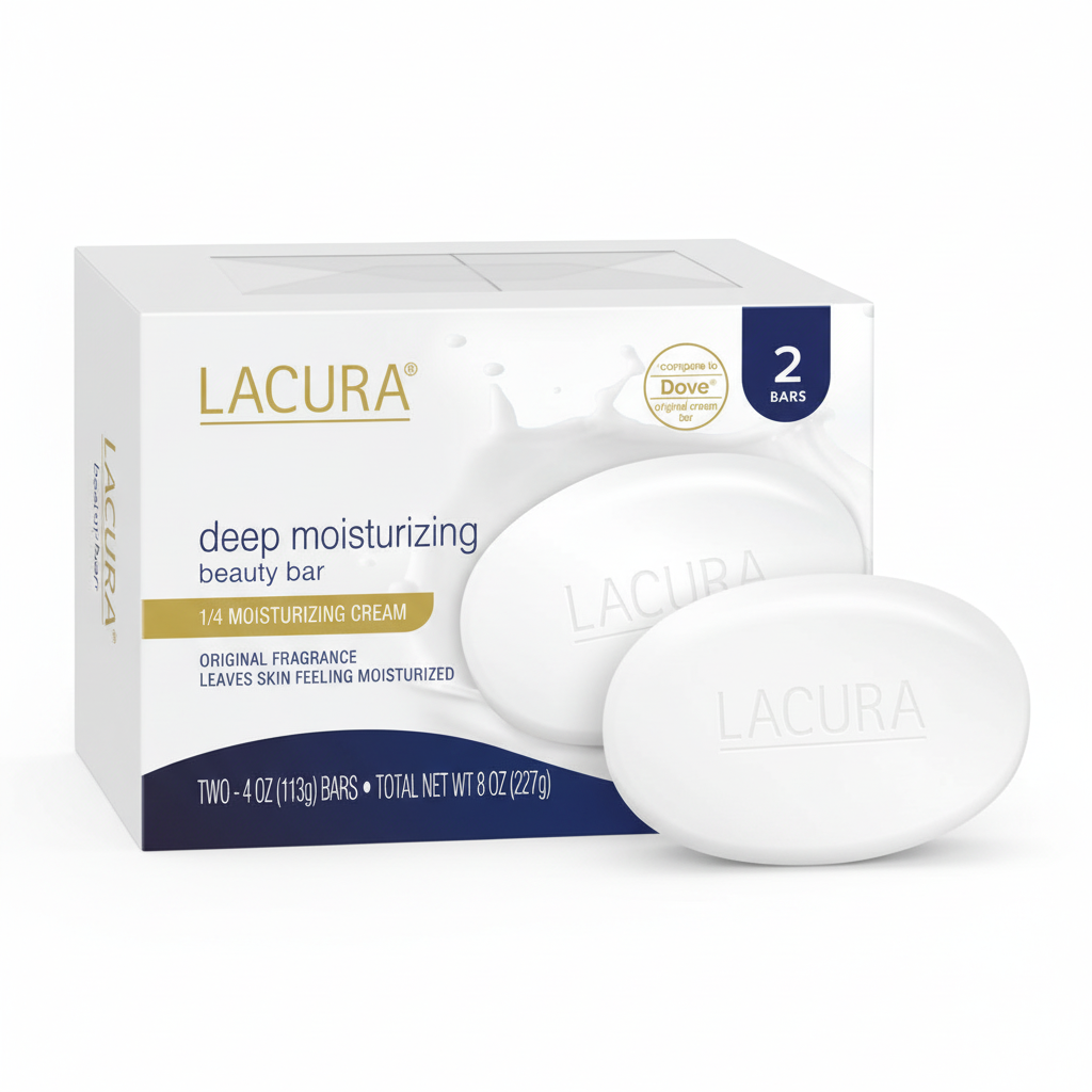 Lacura Deep Moisturizing Beauty Bar 2-pack 4 oz bars with 1/4 moisturizing cream