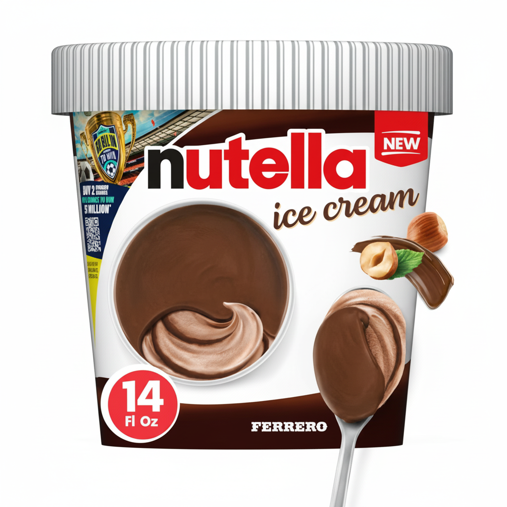 Nutella Ice Cream 14 fl oz tub front view by Ferrero