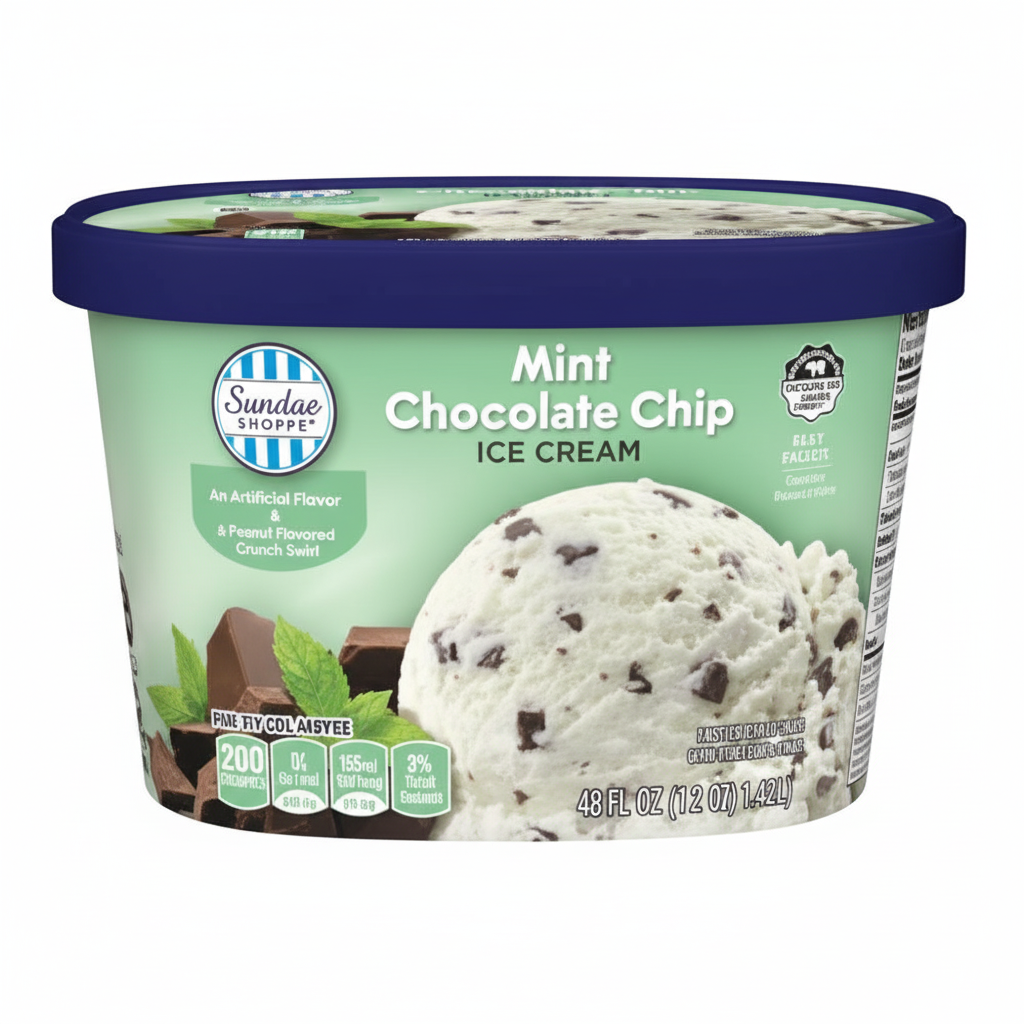 Sundae Shoppe Mint Chocolate Chip Ice Cream 48 fl oz tub