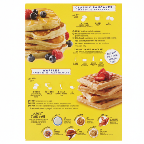 Betty Crocker Bisquick box back panel with classic pancake and waffle recipes