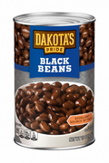 Dakota's Pride Black Beans 15 oz Steel Can Royal Blue Banner Gold Border Bowl Serving Suggestion Excellent Source of Fiber 100 Calories