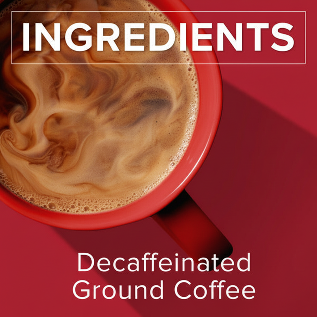 Folgers decaffeinated ground coffee in a red cup