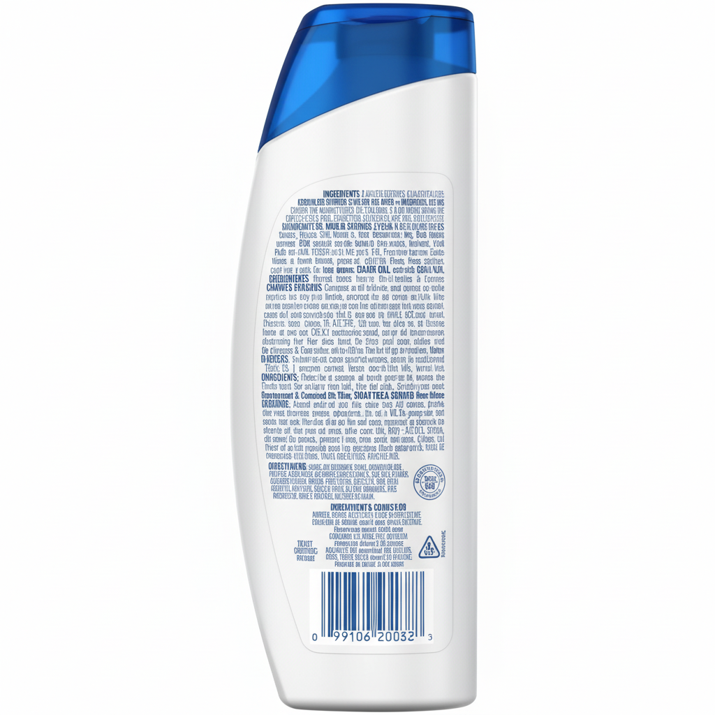 Head & Shoulders Tea Tree Oil 2-in-1 back label with ingredients and directions
