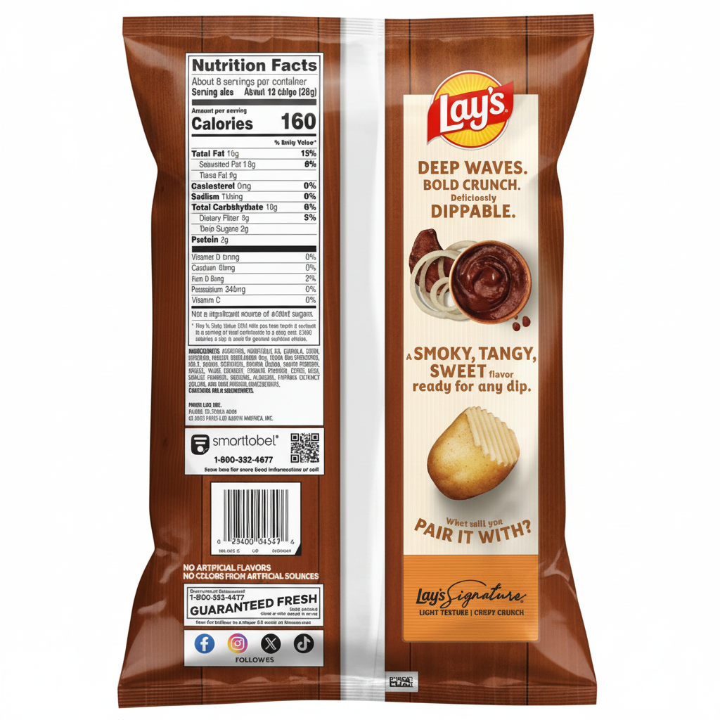 Lay's Wavy Hickory BBQ Potato Chips - Back