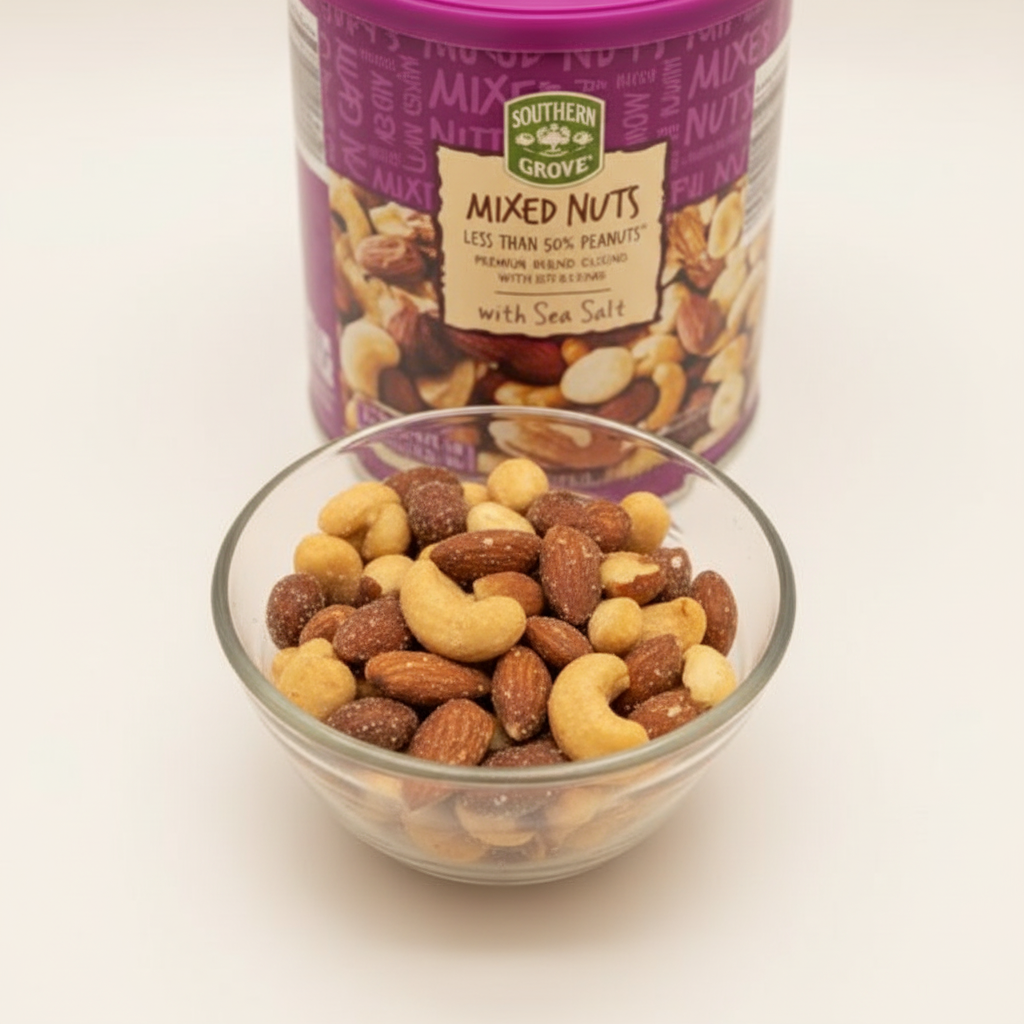 Southern Grove Mixed Nuts - Canister with Glass Bowl of Mixed Nuts