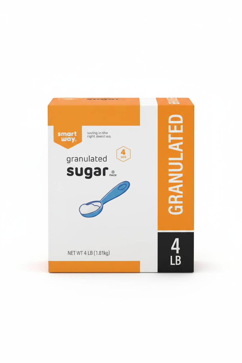 Smart Way Granulated Sugar 4 lb White Orange Box Front