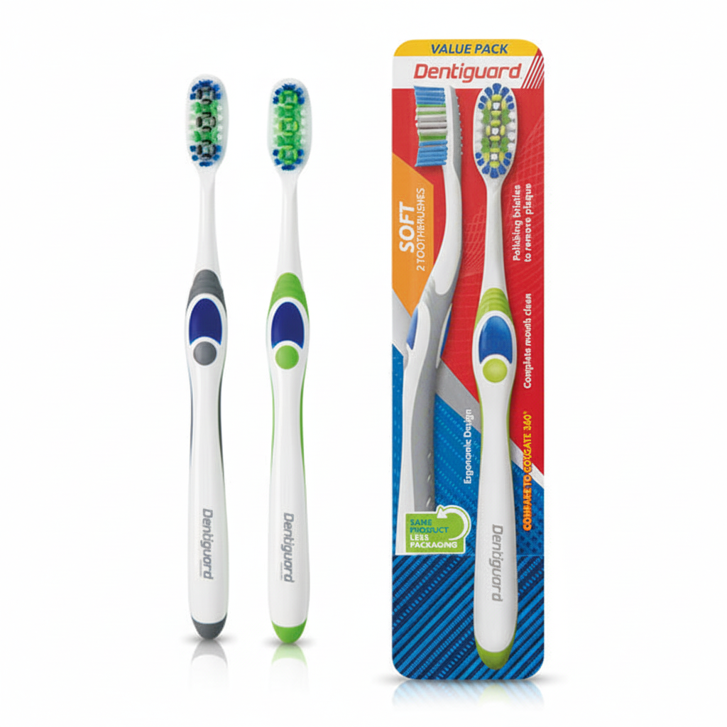 Dentiguard Premium Soft Toothbrushes Value Pack 2 count with packaging