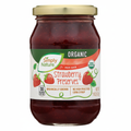 Simply Nature Organic Strawberry Preserves 11oz glass jar front view with gold lid and green organic label