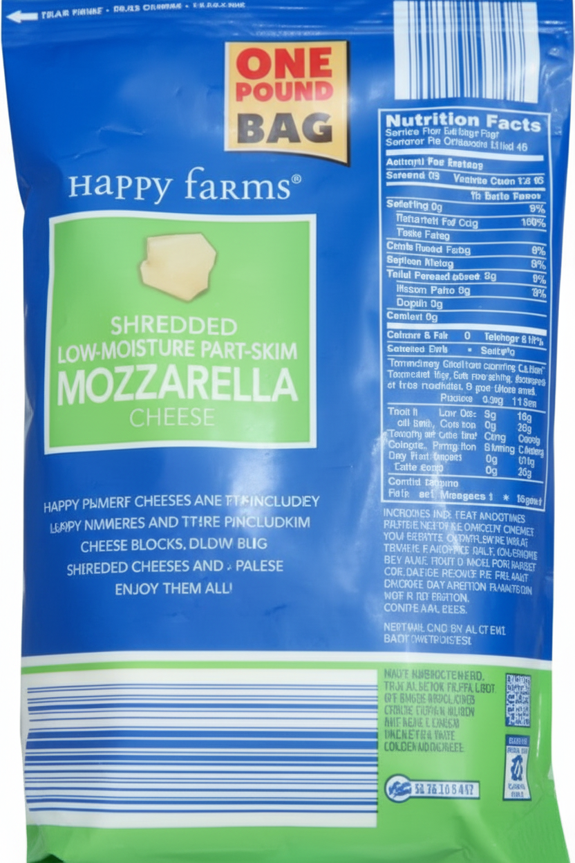 Happy Farms Deli Sliced Mozzarella Cheese - Back