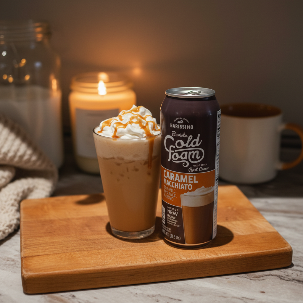 Barissimo Caramel Macchiato Cold Foam lifestyle drink shot