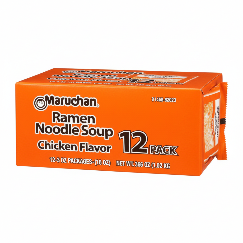 Maruchan Ramen Noodle Soup Chicken Flavor 12-pack box side view 12 x 3 oz 36 oz total