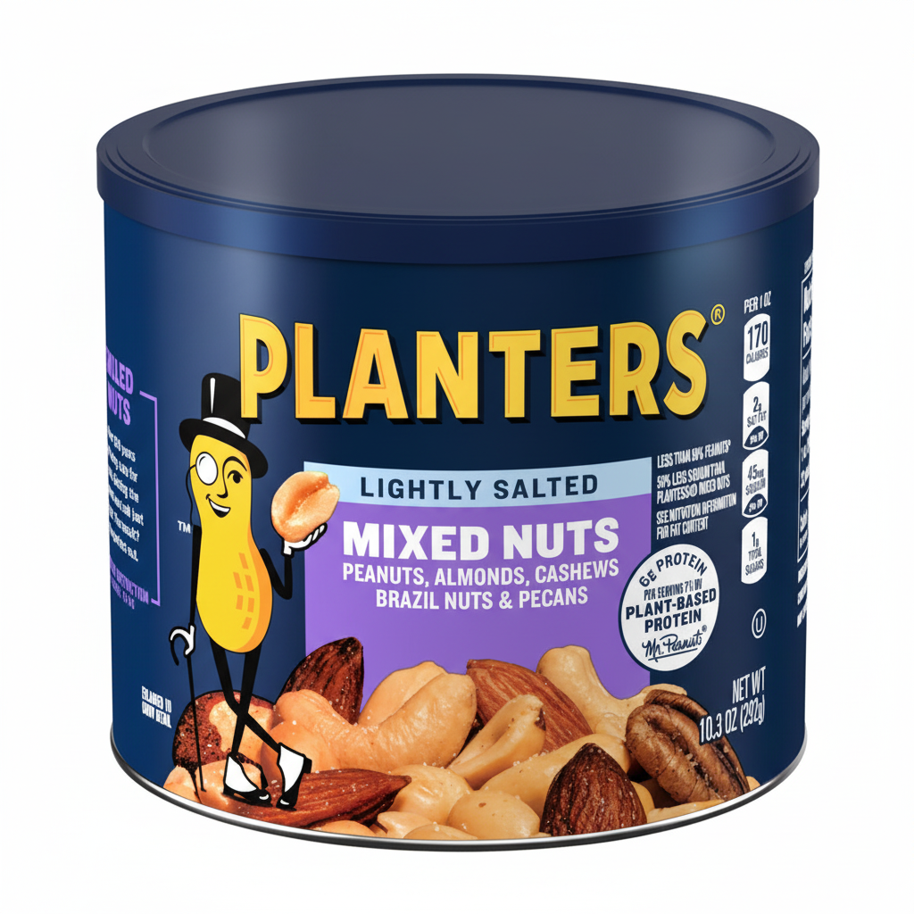 Planters Lightly Salted Mixed Nuts 10.3oz - Front Canister with Mr. Peanut