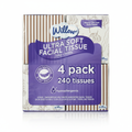 Willow Ultra Soft Facial Tissue 3-Ply White 4 Pack 240 Tissues Hypoallergenic