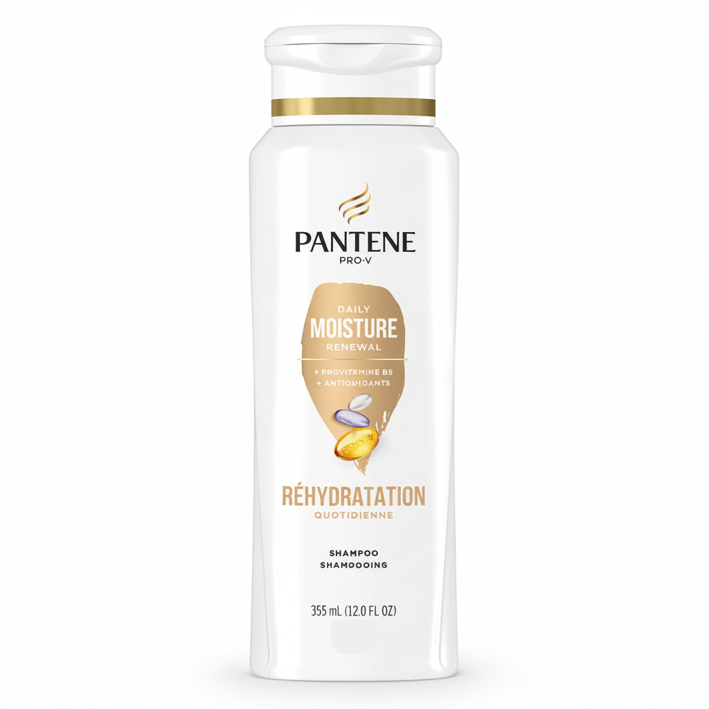 Pantene Pro-V Daily Moisture Renewal Shampoo 12 fl oz white and gold bottle