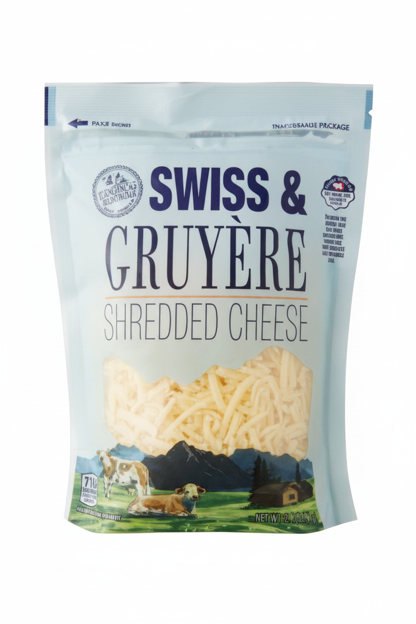 Emporium Selection Specialty Shredded Swiss and Gruyere Cheese bag front