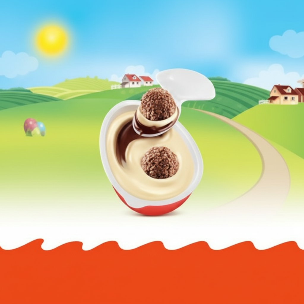 Kinder Joy egg opened showing wafer bites and sweet cream layers