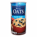 Millville Rolled Oats Quick Cook 42oz canister front view with blue label and red bowl of oats with blueberries
