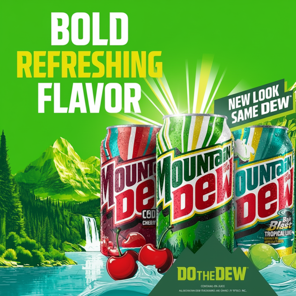Mountain Dew - Bold Refreshing Flavor - New Look Same Dew - Variety Cans