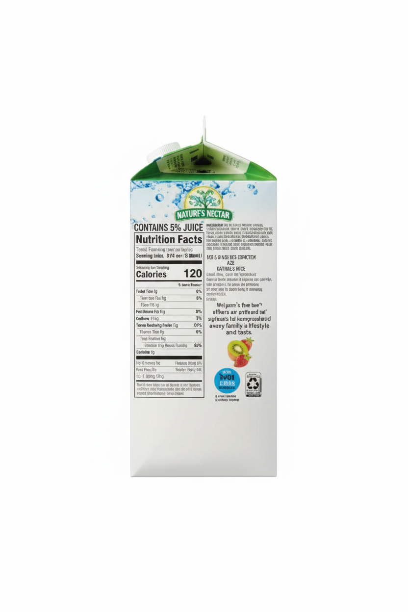 Nature's Nectar Strawberry Kiwi juice drink nutrition facts 120 calories contains 5% juice ingredients list