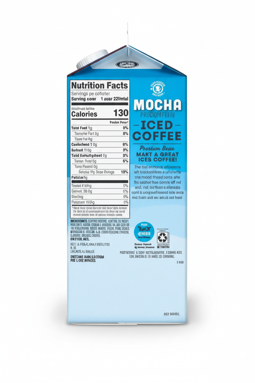 Barissimo Mocha Iced Coffee back view with nutrition facts