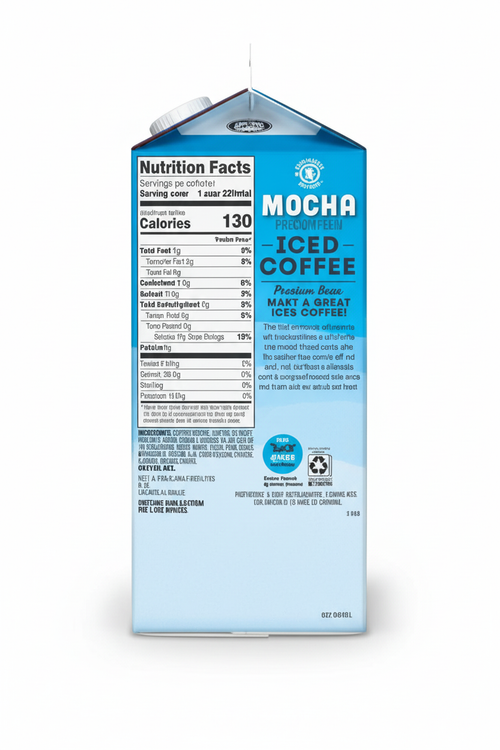 Barissimo Mocha Iced Coffee back view with nutrition facts