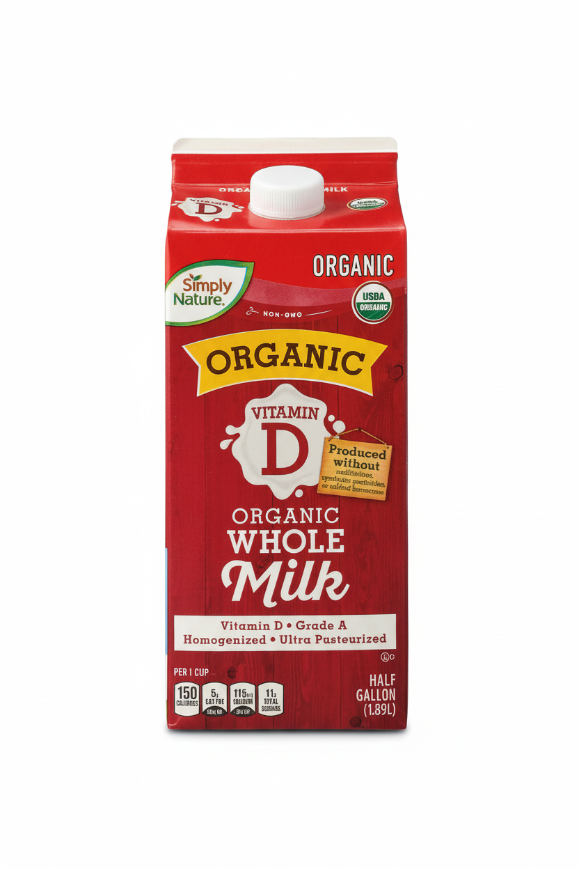 Simply Nature Organic Whole Milk Half Gallon