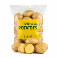 Yellow Potatoes 5 lb Clear Plastic Bag Fresh Golden Yellow Potatoes Sliced Open Showing Golden Flesh Farm Fresh Quality