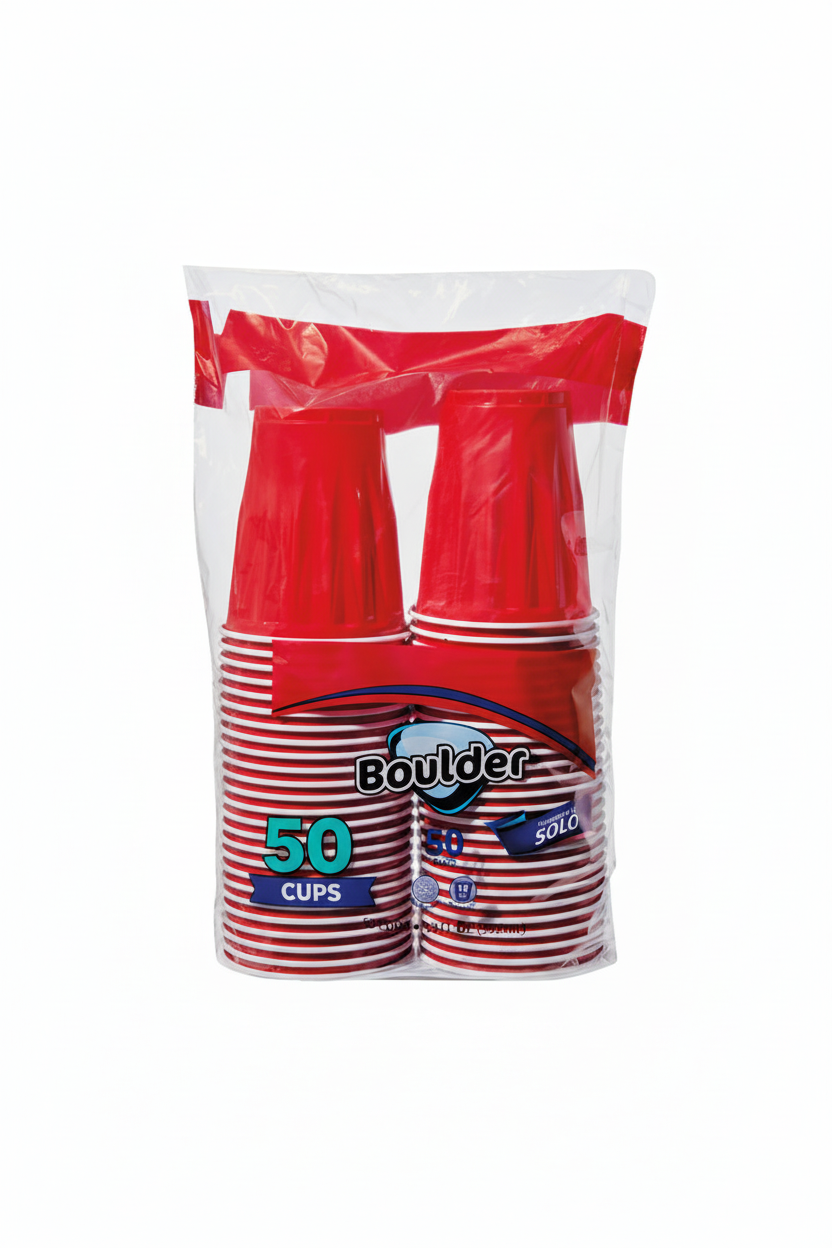Boulder Party Cups 50 Count 18 oz Red Plastic Cups Compare to Solo