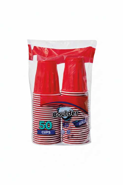 Boulder Party Cups 50 Count 18 oz Red Plastic Cups Compare to Solo
