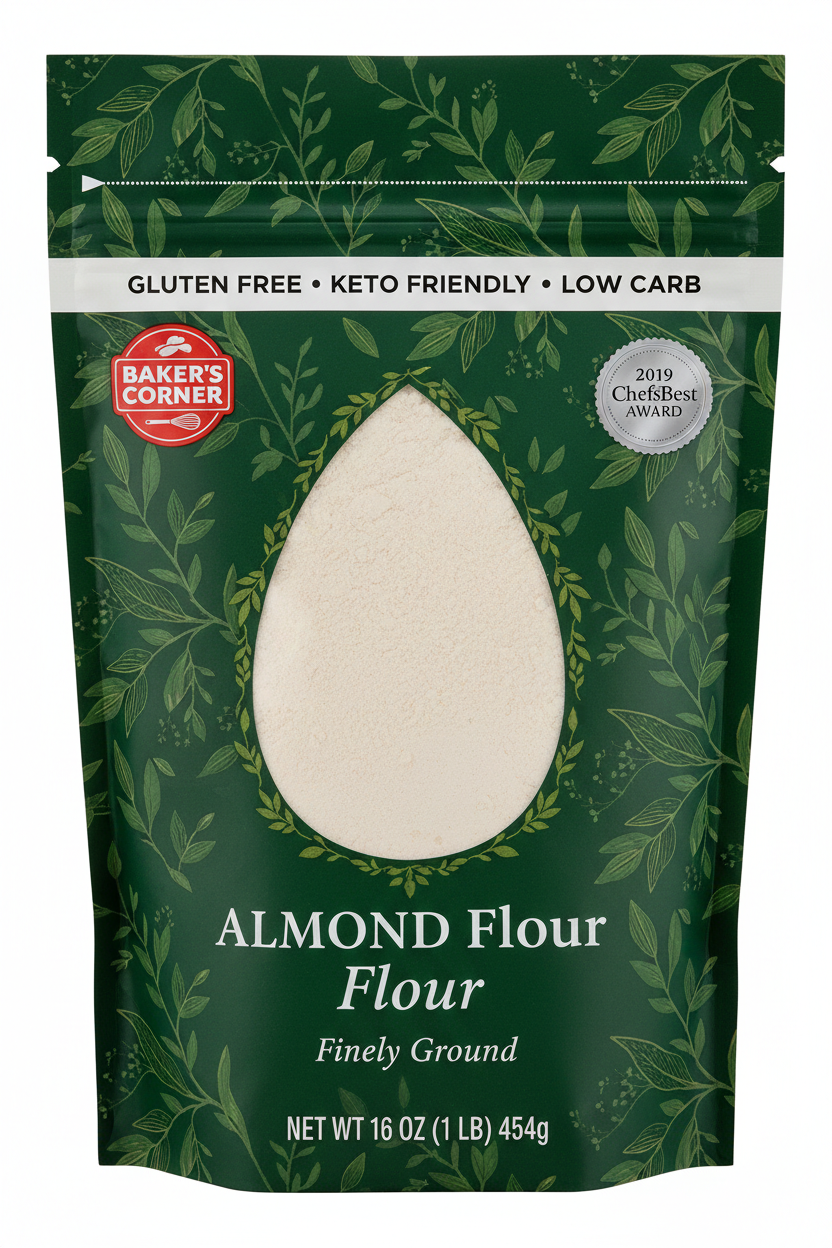 Baker's Corner Almond Flour Finely Ground 16 oz Green Bag Gluten Free Keto Friendly Low Carb