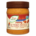 Simply Nature Creamy Almond Butter 12oz jar front view with dark brown ribbed lid and red cream label