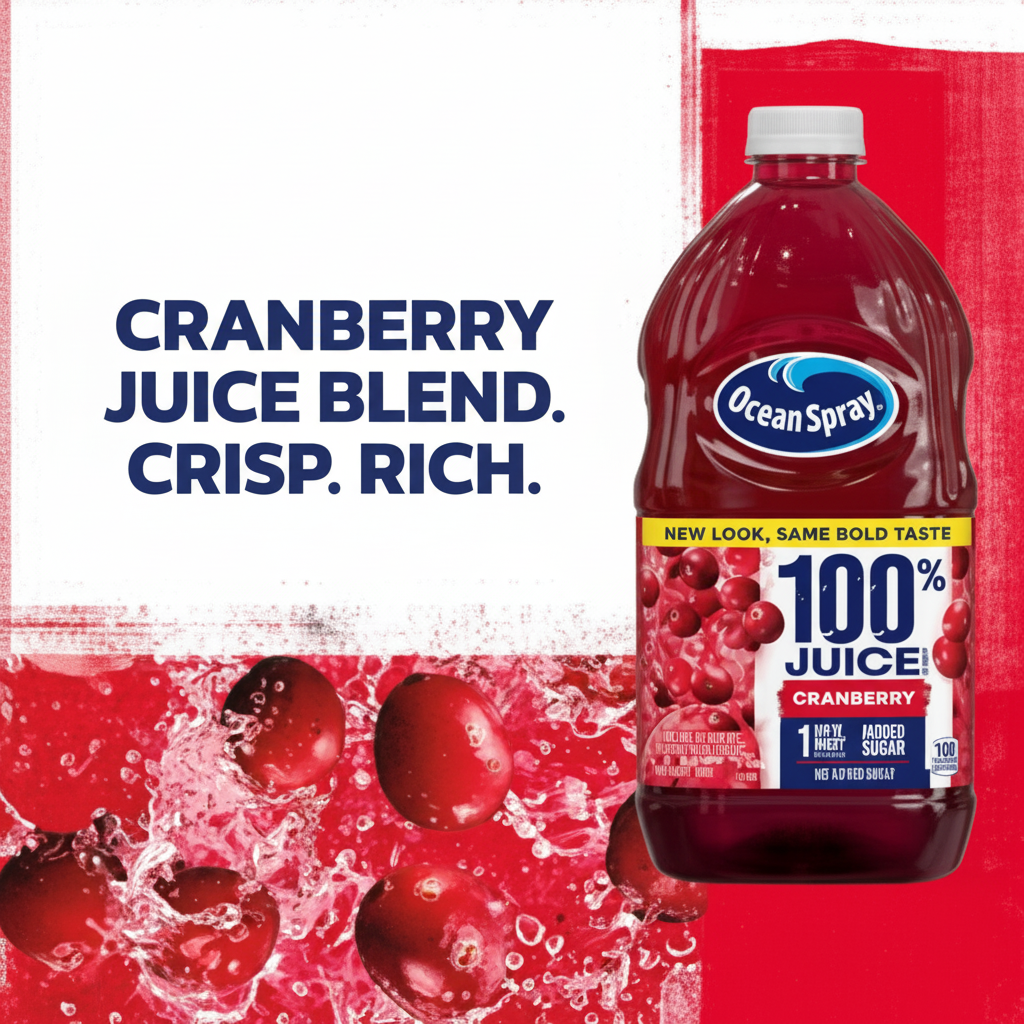 Ocean Spray 100% Cranberry Juice Blend crisp rich cranberry splash lifestyle shot 64 fl oz