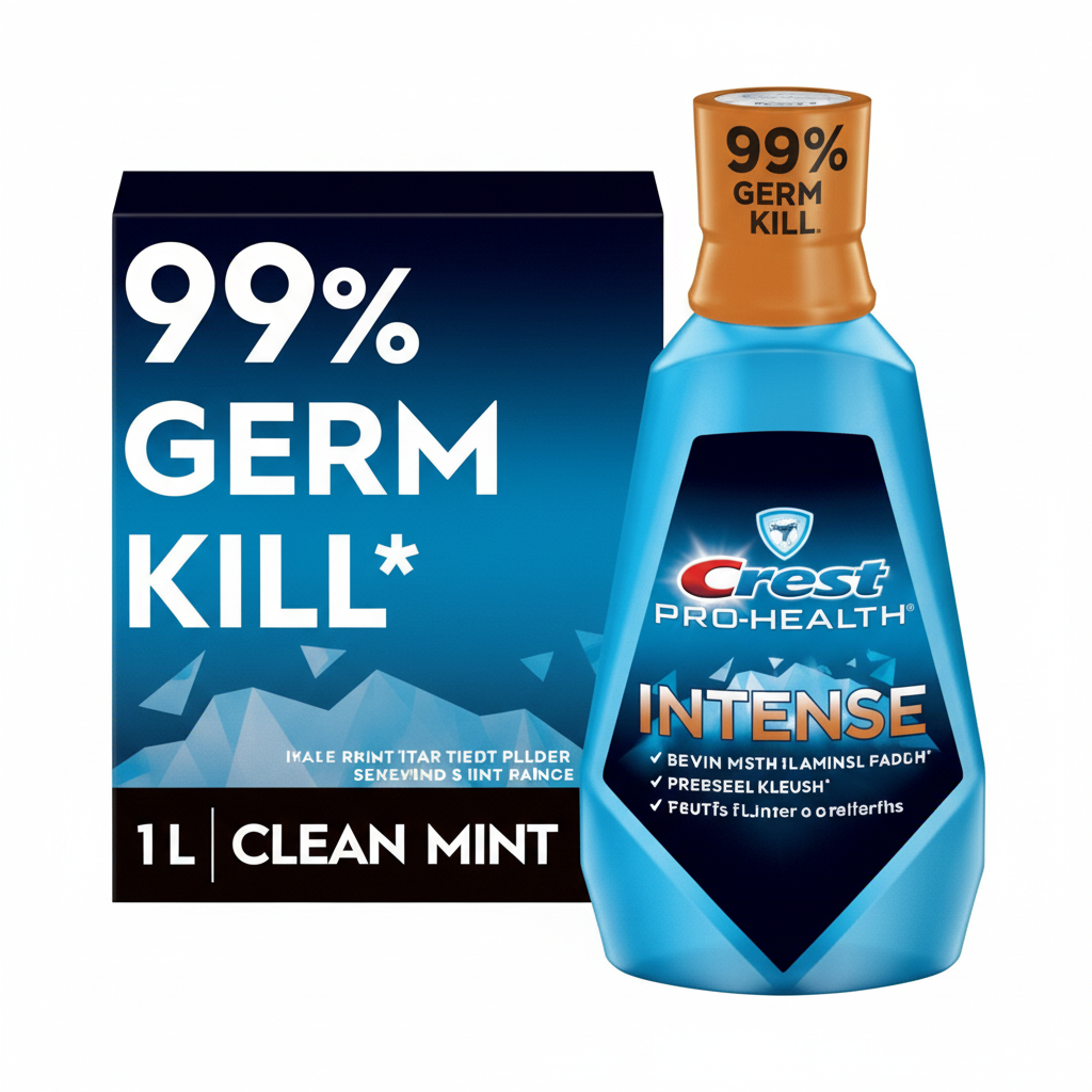 Crest Pro-Health Intense Mouthwash 1L 99% Germ Kill Clean Mint