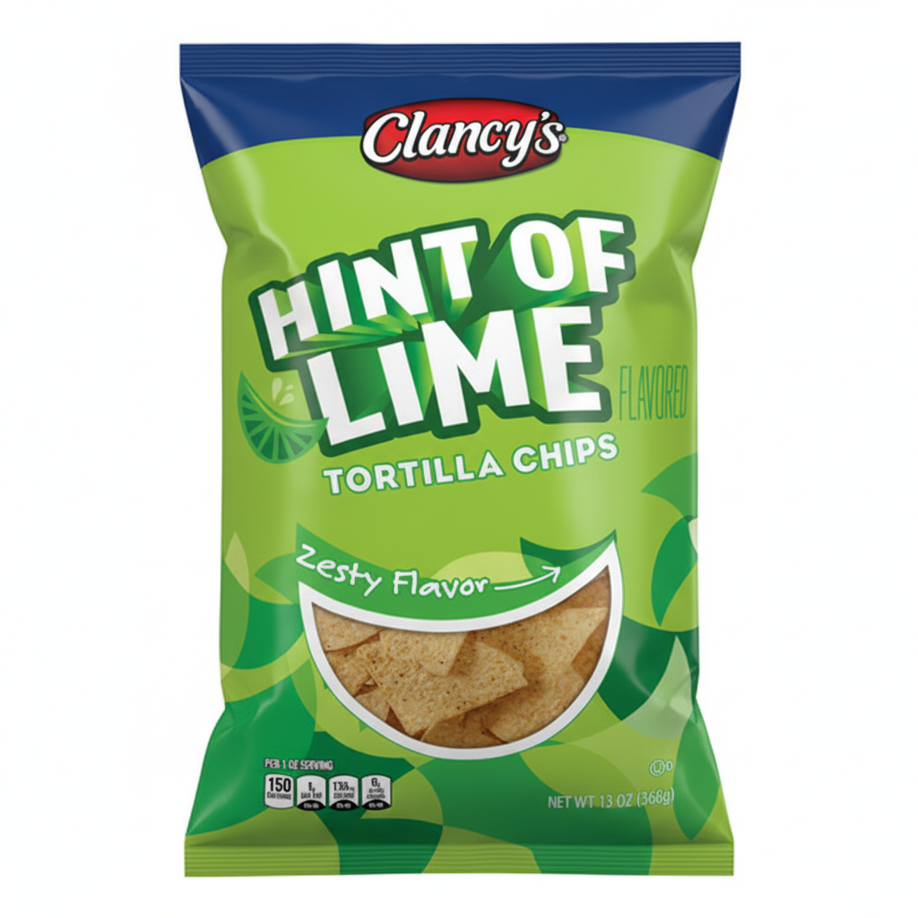 Clancy's Hint of Lime Tortilla Chips 13 oz Front