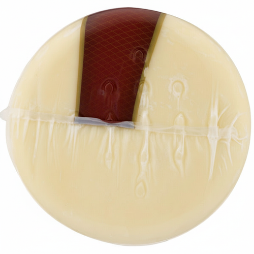 Boar's Head Picante Provolone Cheese wheel cross-section showing creamy interior