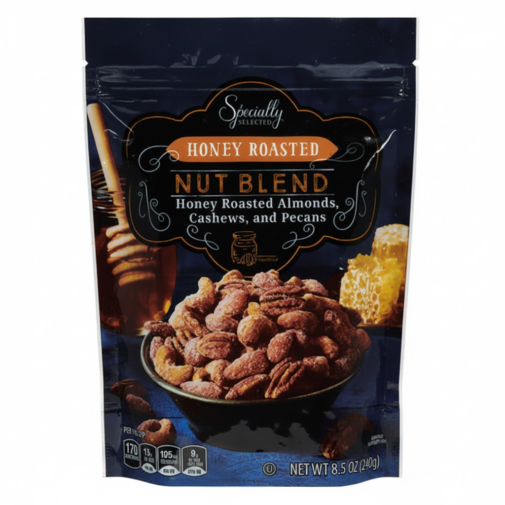 Specially Selected Honey Roasted Nut Blend Almonds Cashews Pecans 8.5oz - Front Bag