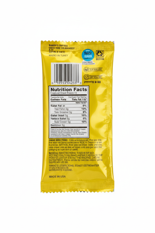 Baker's Corner Active Dry Yeast Single Packet Back Panel Nutrition Facts Usage Instructions
