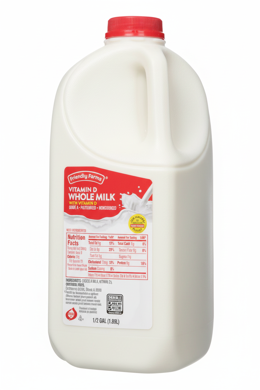 Friendly Farms Vitamin D Whole Milk - Half Gallon