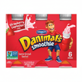 Dannon Danimals Strawberry Explosion Smoothie 6-pack 18.6 fl oz red multipack with animated monkey character and Non-GMO badge