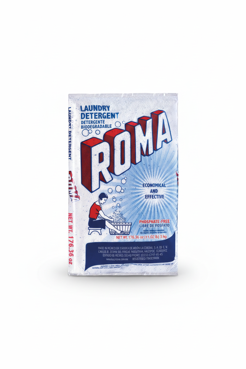 Roma Biodegradable Powder Laundry Detergent 176.36 oz 5kg Phosphate-Free Economical and Effective