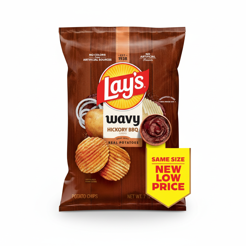 Lay's Wavy Hickory BBQ Potato Chips - Front