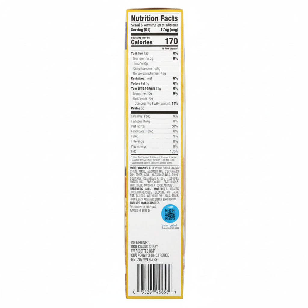 Millville Honey Grahams Cereal 12oz box side panel with nutrition facts