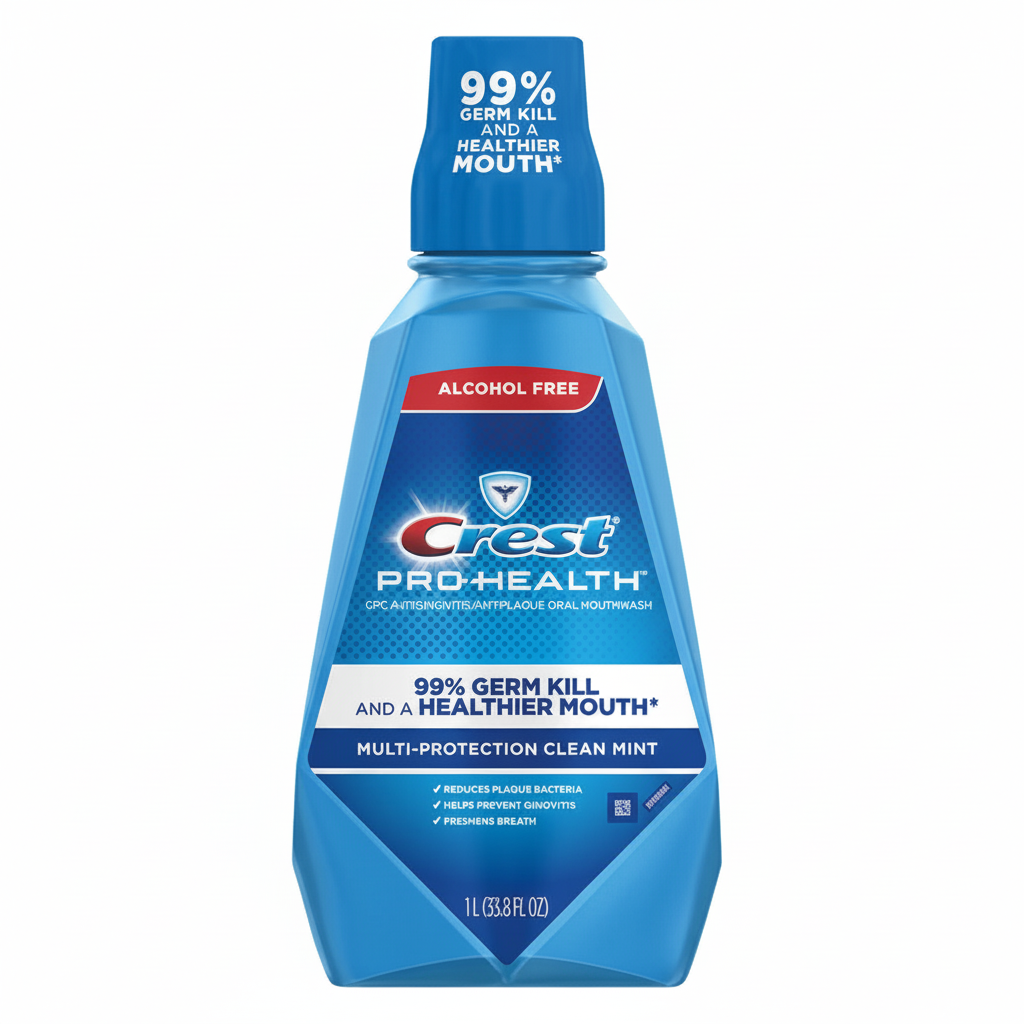 Crest Pro-Health Alcohol Free Mouthwash 1L Multi-Protection Clean Mint