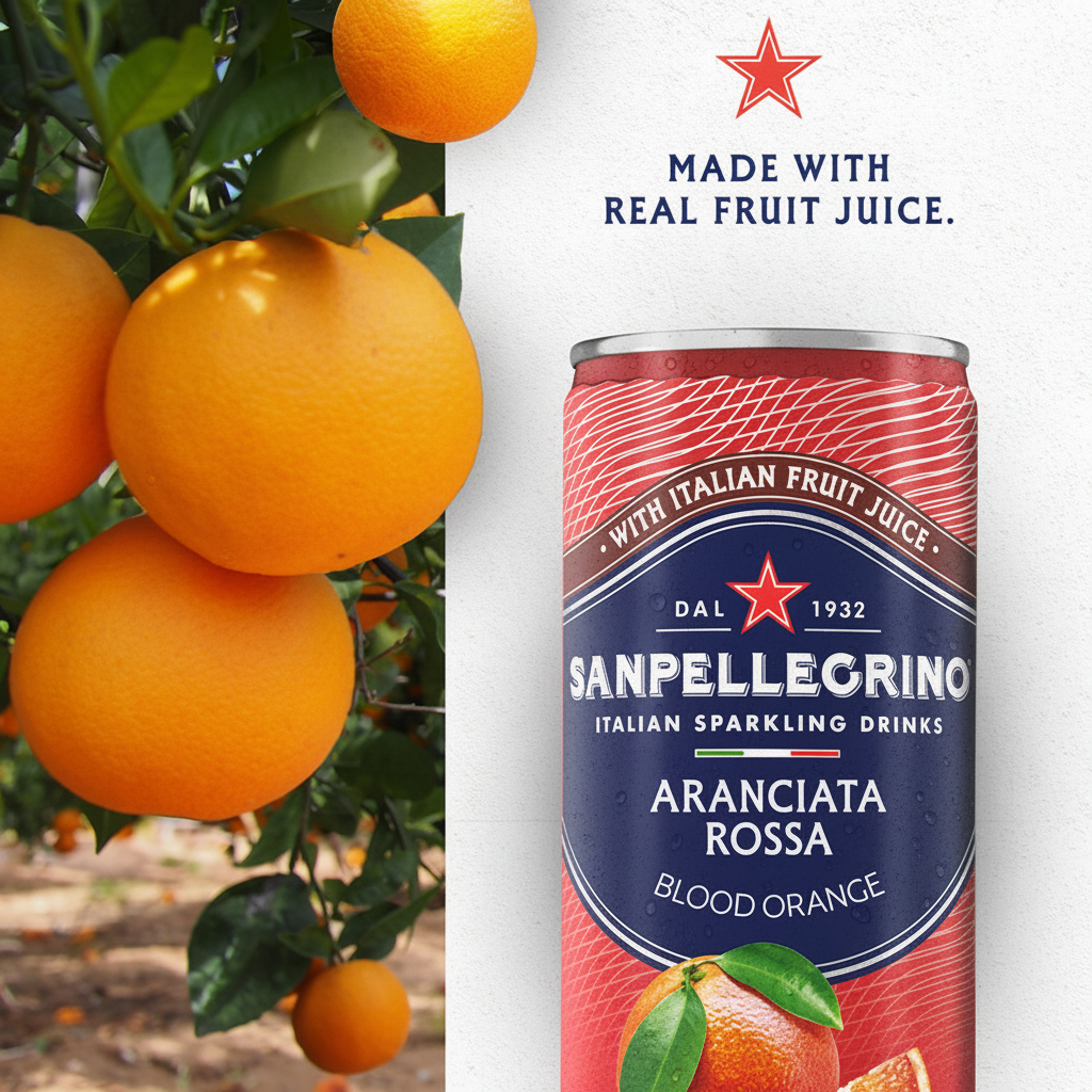 San Pellegrino Aranciata Rossa - Made With Real Fruit Juice - Orange Tree