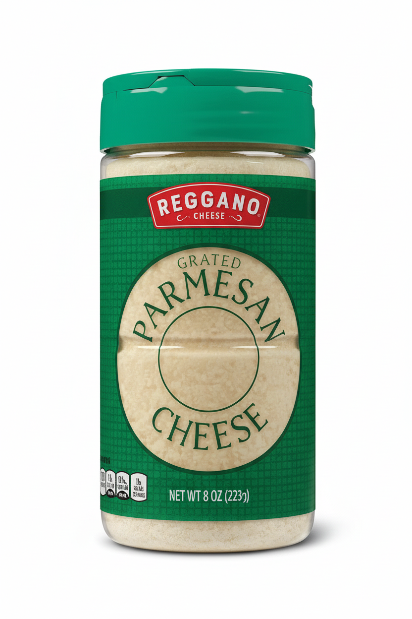 Reggano Grated Parmesan Cheese Canister - Front